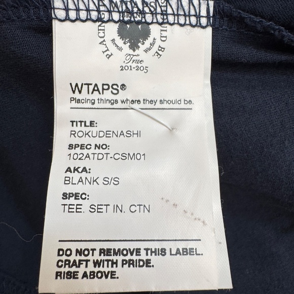 2010 WTAPS Blank SS Cotton Tee - Navy - XL - Picture 4 of 4